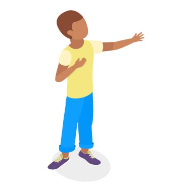 Üç boyutlu Isometric Düz Vektör Seti Şarkı Söyleyen Çocuklar, Müzik Okulu Öğrencileri. Madde 2