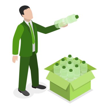 3D Isometric İklim Değişikliğinin Sürdürülebilir Yaşam Tarzı İmajı. Madde 1