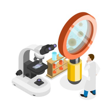 3 Boyutlu Isometric Papillomavirus Önleme, HPV Aşılama Çizimi. Madde 3