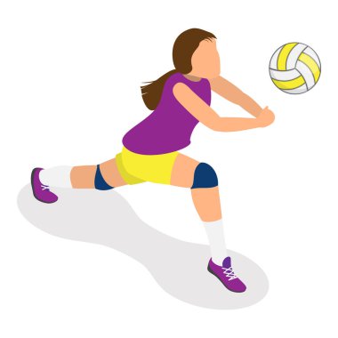 3 Boyutlu Isometric Voleybol Oyuncuları Düz Vektör Seti, Takım Spor Oyunu. Madde 2