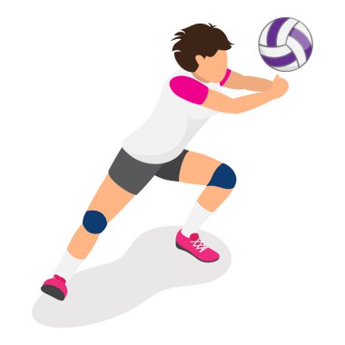 3 Boyutlu Isometric Voleybol Oyuncuları Düz Vektör Seti, Takım Spor Oyunu. Madde 3