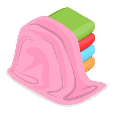 3D Isometric Düz Havlular Seti, Banyo Tekstili. Madde 2