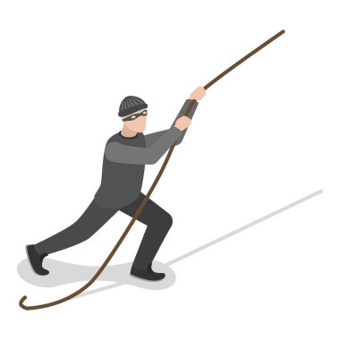 Üç boyutlu Isometric Yassı Vektör Set Hırsızlar ve Hırsızlar. Madde 7