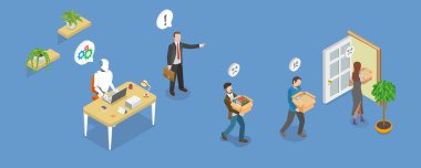 Robotik Süreç Otomatik Etkisinin 3 Boyutlu Isometric Düz Vektör İllüstrasyonuName