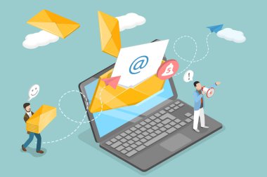 3 Boyutlu Isometric E- posta Pazarlama Kampanyası, Üyelik, İletişim