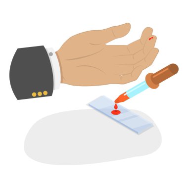 3 Boyutlu Isometric Kan Testi Flat Illustration, Kimya Laboratuvarı Analizi. Madde 2