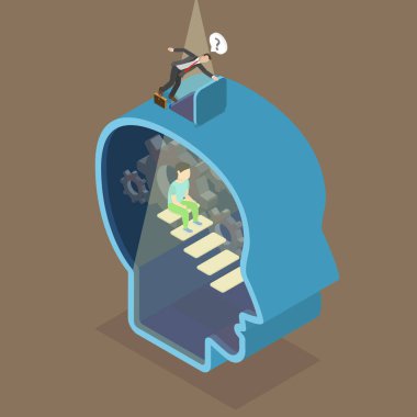 3 Boyutlu Isometric Çocuk Bilinçaltı, Zihinsel Sağlık Sorunlarının Düz Vektör İlülasyonu