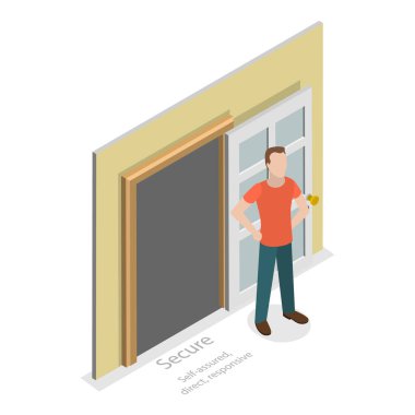 Psikolojik Türlerin 3 boyutlu Isometric Düz Vektör İllüstrasyonu, Eklenti Biçimleri. Madde 4