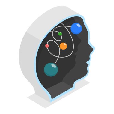 İnsan aklının çeşitliliğinin 3 boyutlu Isometric Flat Illulation 'ı, Kişisel tutum ve yaşam tarzı. Madde 3