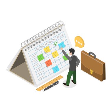 3D Isometric Zaman Yönetimi Çizimi, Proje Planlama, Çalışma Planlama ve Düzenleme. Madde 2