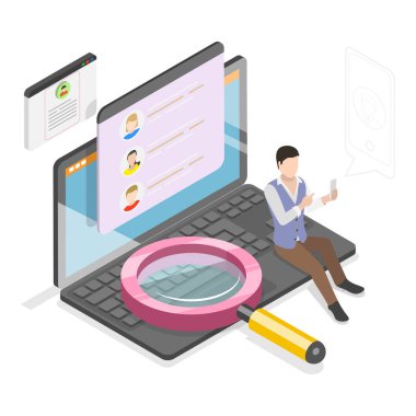 3D Isometric Flat Illustration of HR Professionals, Askere Alma Ajansı veya Kelle Avcılığı Şirketi. Madde 3