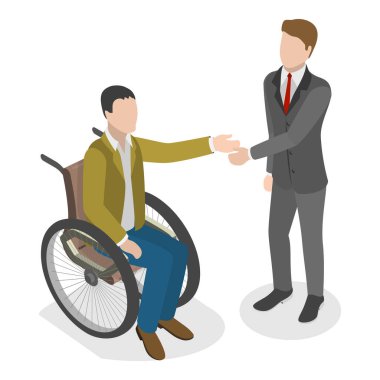 Engelli ve Sosyal Adaptasyon İnsanları İşe Almanın 3 Boyutlu Isometric Flat Illustration 'ı. Madde 3