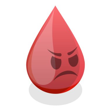 Üç boyutlu Isometric Flat Illustration of Women Periods Emoji Drops, Beş Ağrı Çekimi. Madde 4