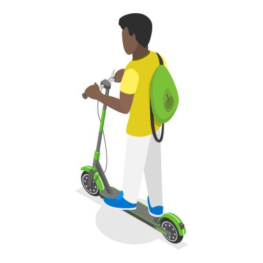 Yeşil Enerji Taşımacılık Seti 'nin 3D Isometric Flat Illustration' ı, Çevre dostu Ulaşım. Madde 3