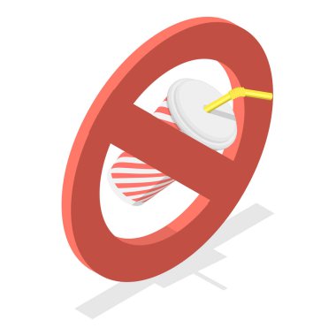 3D Isometric Plastik Patlamayı Durdurun, Çevresel Kampanya Elementleri. Madde 1