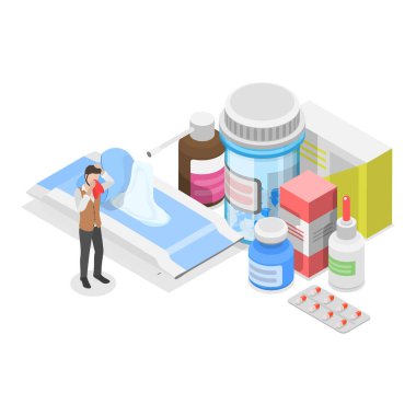 3D Isometric Flat Illustration of Allergy Testing and Treatment, Healthcare and Medicine. Item 2 clipart