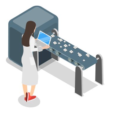 Pamuk Çiftliği 'nin 3D Isometric Flat Vector Illustration, Tarım Tekstil Endüstrisi. Madde 1