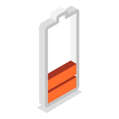 3D Isometric Düz Vektör Şarj Seviyesi Pilleri, Şarj Göstergesi. Madde 2