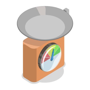 3 Boyutlu Isometric Düz Vektör Ölçek Kümesi, Ağırlık Ölçümü Ekipmanı. Madde 5