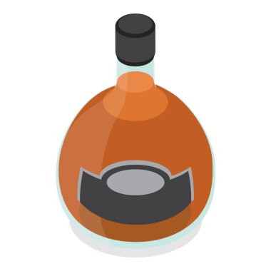 3D Isometric Düz Vektör Şişe, Alkol İçecekleri, Kokteyl İçecekleri. Madde 4