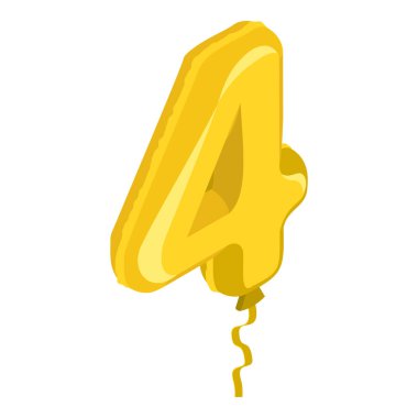 3D Isometric Düz Vektör İllüstrasyon: Doğum günü Balonu, Altın Sayılar. Madde 7