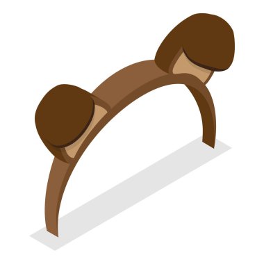 3D Isometric Flat Vector Hayvanların Ears Kostümleri, Karnaval Saçbantları. Madde 3