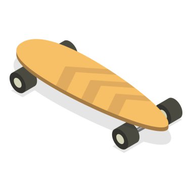 3 Boyutlu Isometric Düz Vektör Kaykay Seti, Teknede Biniyor. Madde 1