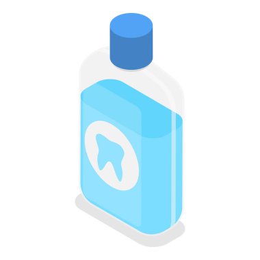 3 boyutlu Isometric Diş Temizleme Aletleri Düz Vektör İllüstrasyonu, Diş Temizliği, Ağız Bakımı. Madde 10