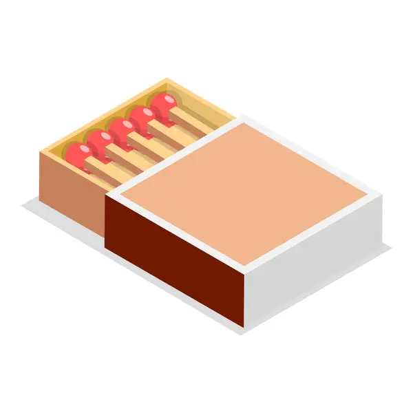 stock vector 3D Isometric Flat Vector Illustration of Matchstick Box, Wooden Sticks for Making Bonfire Outdoor. Item 4