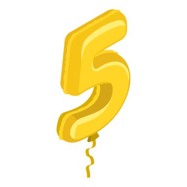 3D Isometric Düz Vektör İllüstrasyon: Doğum günü Balonu, Altın Sayılar. Madde 1