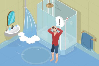 3 Boyutlu Isometric Banyo Tufanı, Ev Kazası ve Felaketi Yörüngesi