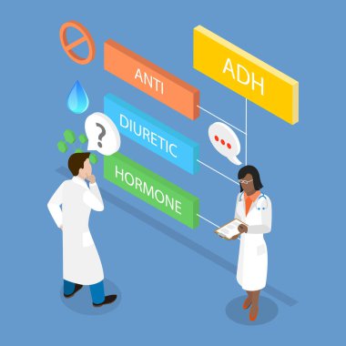 3D Isometric Flat Vector Illustration of Antidiuretic Hormone, ADH Explanation clipart