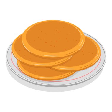 3 boyutlu Isometric Düz Krep Seti, Amerikan Bal veya Şerbetli Brunch. Madde 2