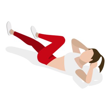 Üç boyutlu Isometric Düz Vektör Değişik Fiziksel Faaliyetler, Sağlıklı Aktivite ve Yaşam Tarzı. Madde 1