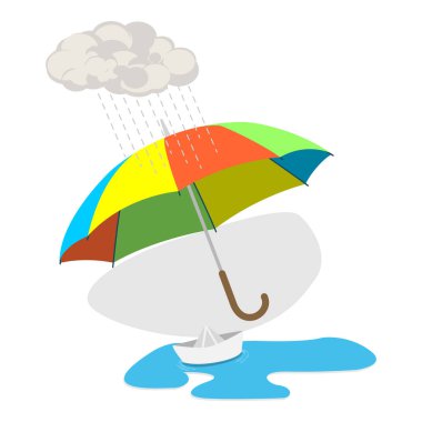 Şemsiye Koleksiyonunun 3D Isometric Düz Vektör İllüstrasyonu, Yağmur Pprotected Parasols. Madde 3