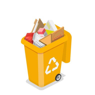 Atık Yönetiminin 3D Isometric Düz Vektör İlülasyonu, Çöp Ayıklama. Madde 7