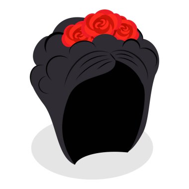 Meksika Fiesta Parti Sembollerinin 3D Isometric Düz Vektör İllüstrasyonu, Frida Kahlo. Madde 1