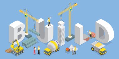 3 Boyutlu Isometric Düz Vektör Bina, Kostüm Sitesi ve Çalışma Süreci ResmiComment