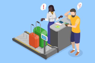 Tatil Hedeflerinin 3B Isometric Düz Vektör İllüstrasyonu, Sayısız Görevle Dolu Tatil Karakterleri