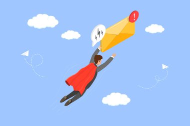 E- posta aboneliğinin 3B Isometric Flat Vektör İlülasyonu, Müşteri ve Müşterilerle Bağlanmak için E- posta Pazarlama Stratejisi