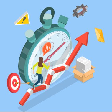 Çalışma Zamanı Yönetiminin 3D Isometric Sabit Vektör İlülasyonu, Üretimi Artırma ve Verimliliği Artırma Stratejileri