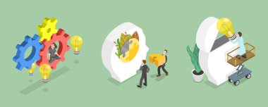 3D Isometric Flat Psikoloji İllüstrasyonu, Zihinsel Sağlık Bilinci