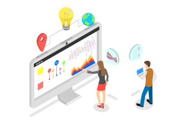 3B Isometric Flat Dijital Pazarlama Planının Kavramsal İllüstrasyonu