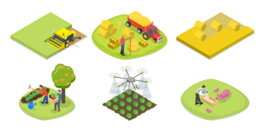 3B Isometric Tarımsal Sahneler Seti