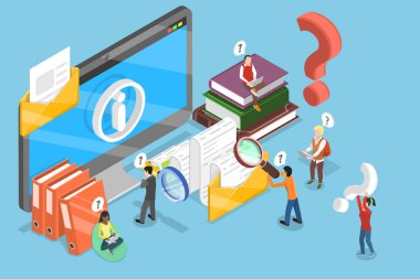 Kullanıcı Kılavuzu, Bilgi Merkezi 'nin 3B Isometric Düz Vektör İlülasyonu, Kullanıcılara Değerli Bilgiler Sağlanıyor