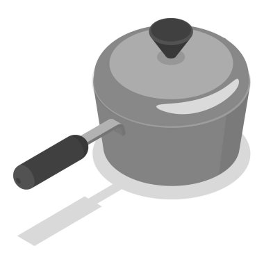 3D Isometric Flat Vektör Masa takımı, Mutfak Tencereleri. Madde 4