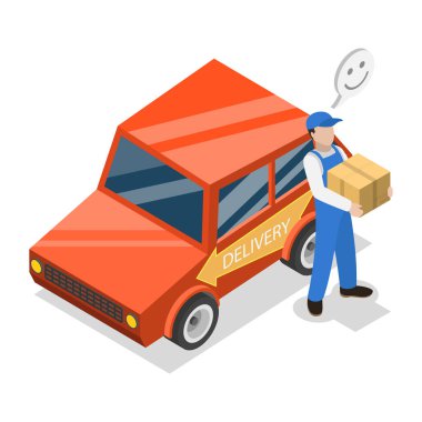 3 Boyutlu Isometric Gıda ve Gıda Teslimatı, Ev ve Ofis Teslimatı. Madde 1