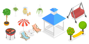 3 Boyutlu Isometric Bahçe Mobilya Seti