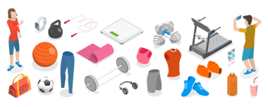 3B Isometric Değişik Spor Malzemeleri Seti