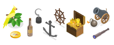 3 Boyutlu Isometric Korsan Malzemeleri Seti